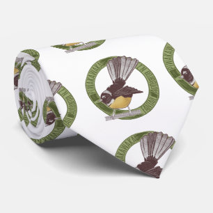Fantail New Zealand Native Bird Aotearoa NZ Neck Tie