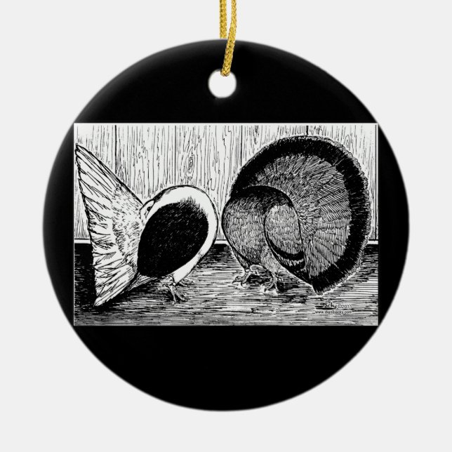 Fantail Pair Ceramic Ornament (Front)