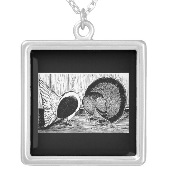 Fantail Pair Silver Plated Necklace (Front)