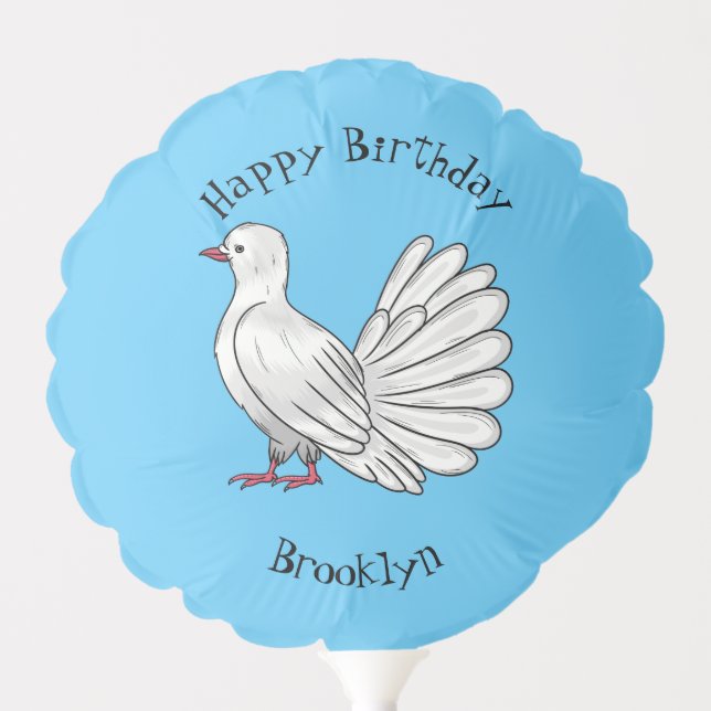 Fantail pigeon bird cartoon illustration   balloon (Front)