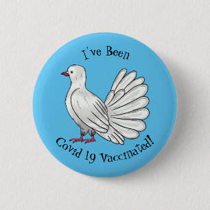 Fantail pigeon bird cartoon illustration button
