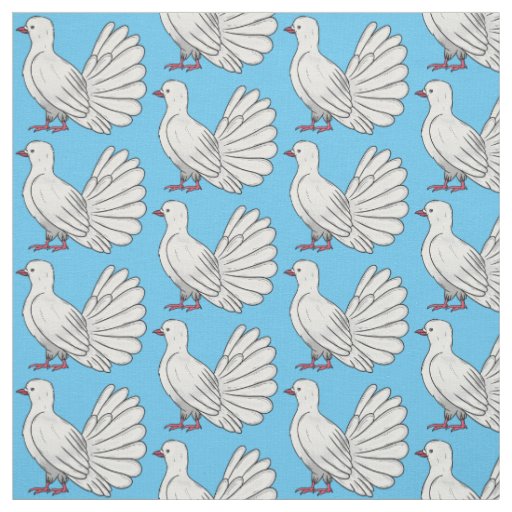 Fantail pigeon bird cartoon illustration  fabric