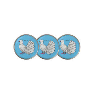 Fantail pigeon bird cartoon illustration golf ball marker