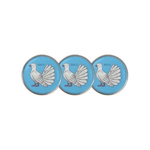 Fantail pigeon bird cartoon illustration  golf ball marker