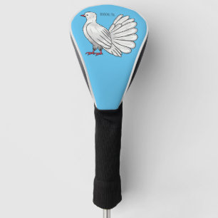Fantail pigeon bird cartoon illustration golf head cover