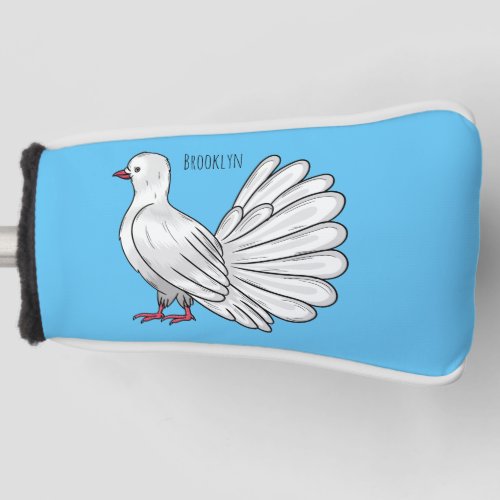 Fantail pigeon bird cartoon illustration  golf head cover