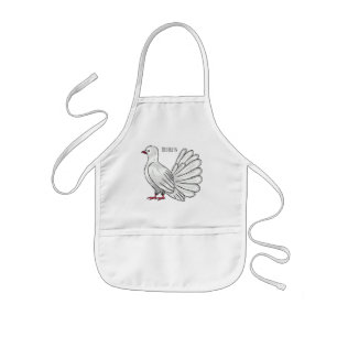 Fantail pigeon bird cartoon illustration kids' apron