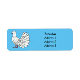 Fantail pigeon bird cartoon illustration label