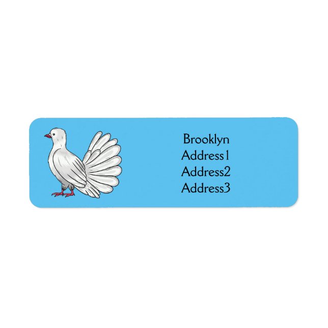 Fantail pigeon bird cartoon illustration  label (Front)