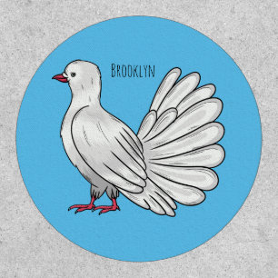 Fantail pigeon bird cartoon illustration  patch