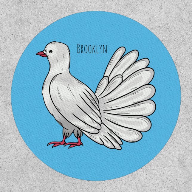 Fantail pigeon bird cartoon illustration  patch (Front)