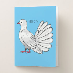 Fantail pigeon bird cartoon illustration pocket folder