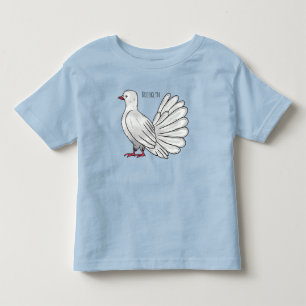 Fantail pigeon bird cartoon illustration toddler t-shirt