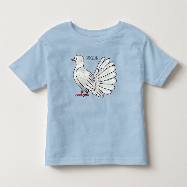 Fantail pigeon bird cartoon illustration  toddler t-shirt (Front)