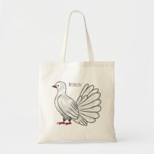 Fantail pigeon bird cartoon illustration tote bag