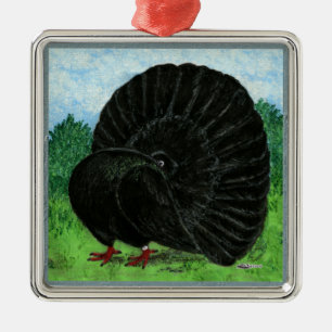 Fantail Pigeon Black Metal Ornament