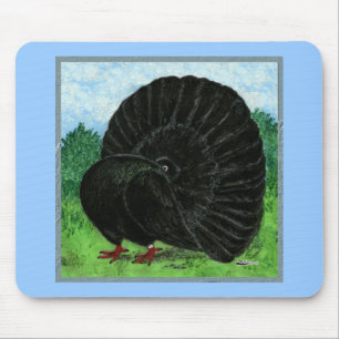 Fantail Pigeon Black Mouse Pad