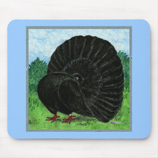 Fantail Pigeon Black Mouse Pad (Front)