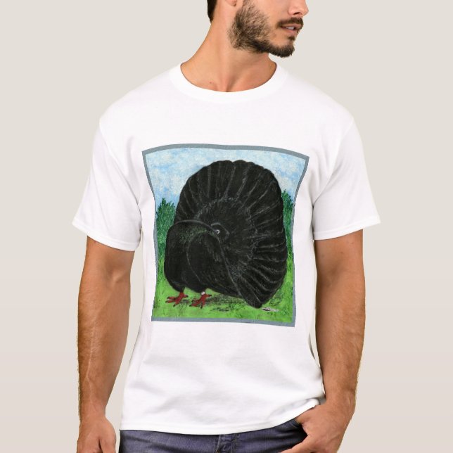 Fantail Pigeon Black T-Shirt (Front)
