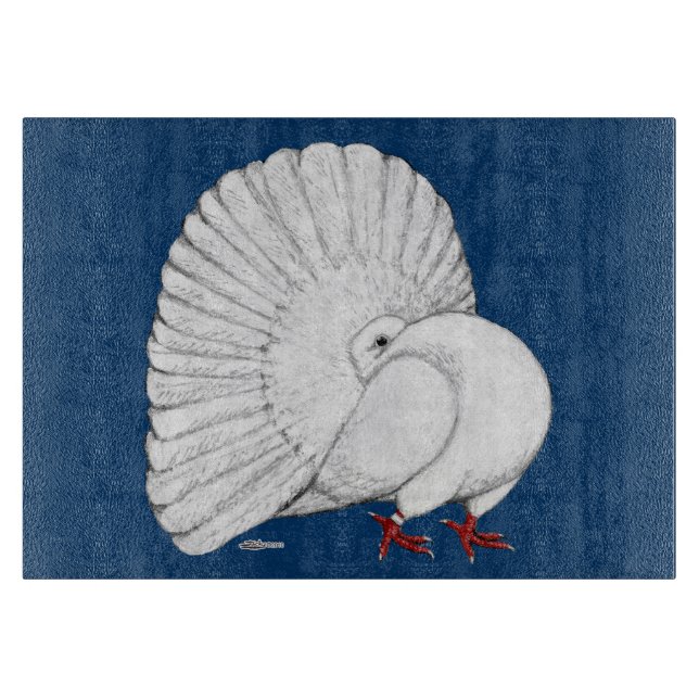 Fantail Pigeon White Cutting Board (Front)