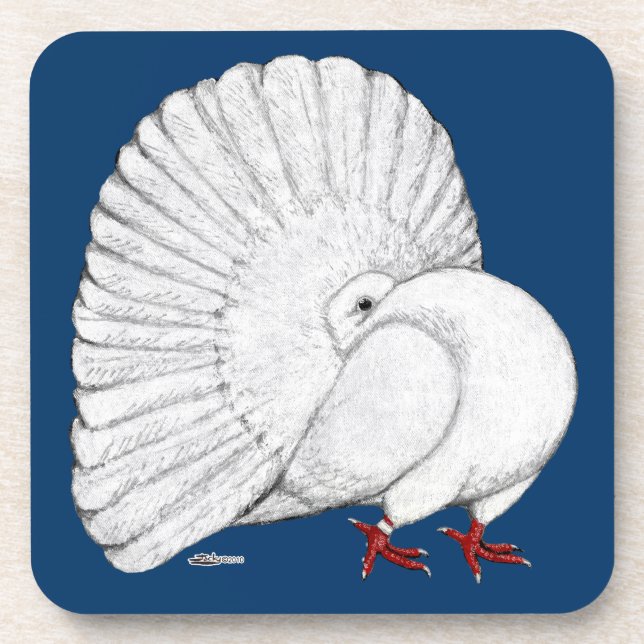 Fantail Pigeon White Drink Coaster (Front)