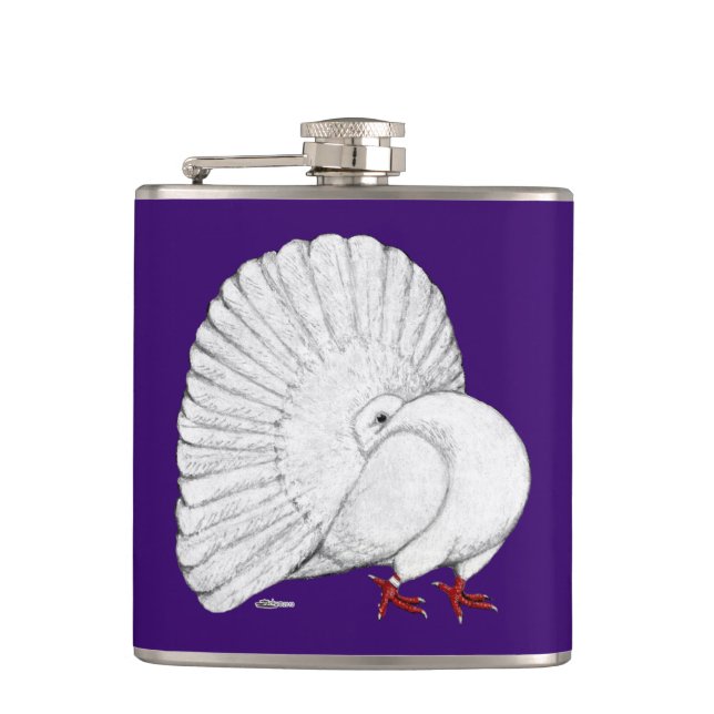 Fantail Pigeon White Flask (Front)