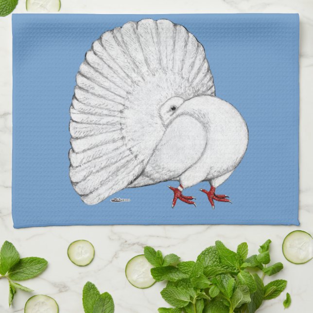 Fantail Pigeon White Towel (Folded)