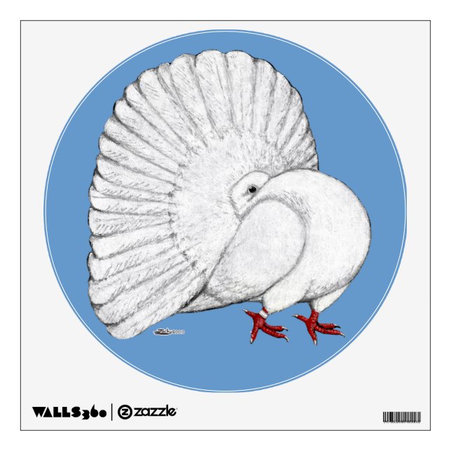 Fantail Pigeon White Wall Sticker (Front)