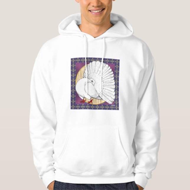 Fantail Pigeon  White With Background Hoodie (Front)