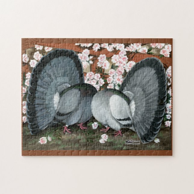Fantail Pigeons Matched Pair Jigsaw Puzzle (Horizontal)