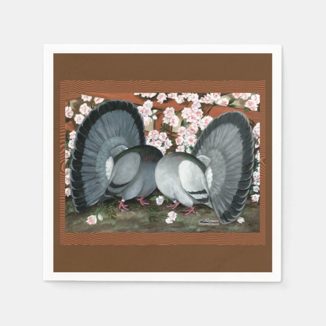 Fantail Pigeons Matched Pair Paper Napkins (Front)