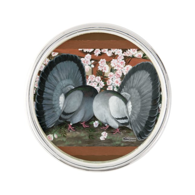 Fantail Pigeons Matched Pair Pin (Front)