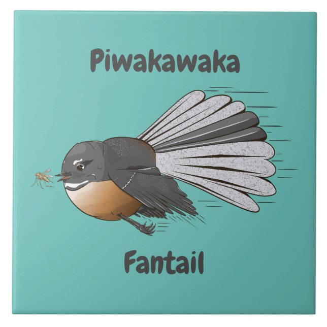 Fantail Piwakawaka Ceramic Tile (Front)