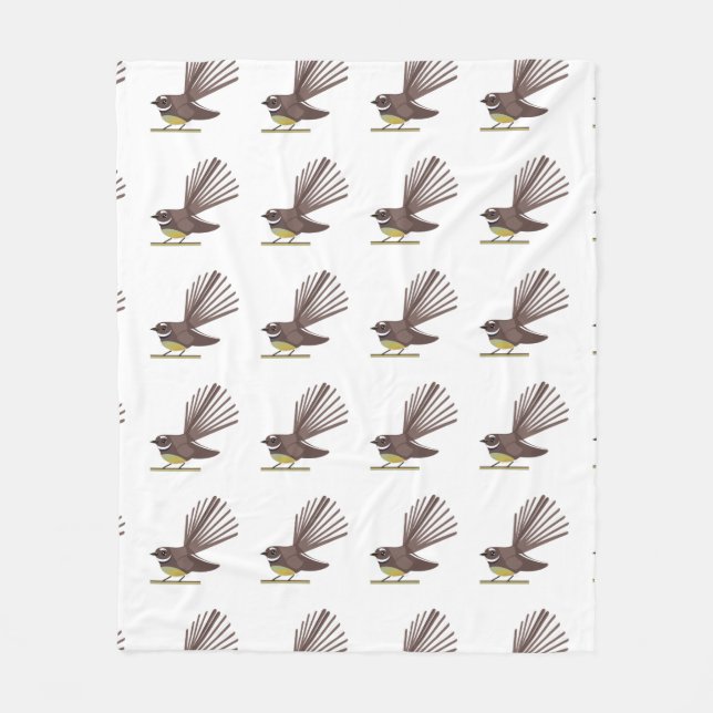 Fantail piwakawaka NZ BIRD Fleece Blanket (Front)