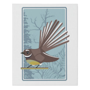 Fantail Piwakwaka Faux Canvas Print
