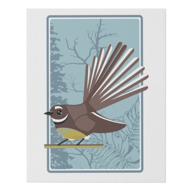 Fantail Piwakwaka Faux Canvas Print (Front)