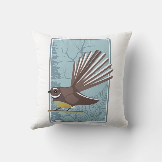 Fantail Piwakwaka Throw Pillow (Back)