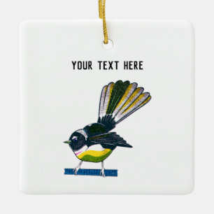 Fantail Risograph Ceramic Ornament