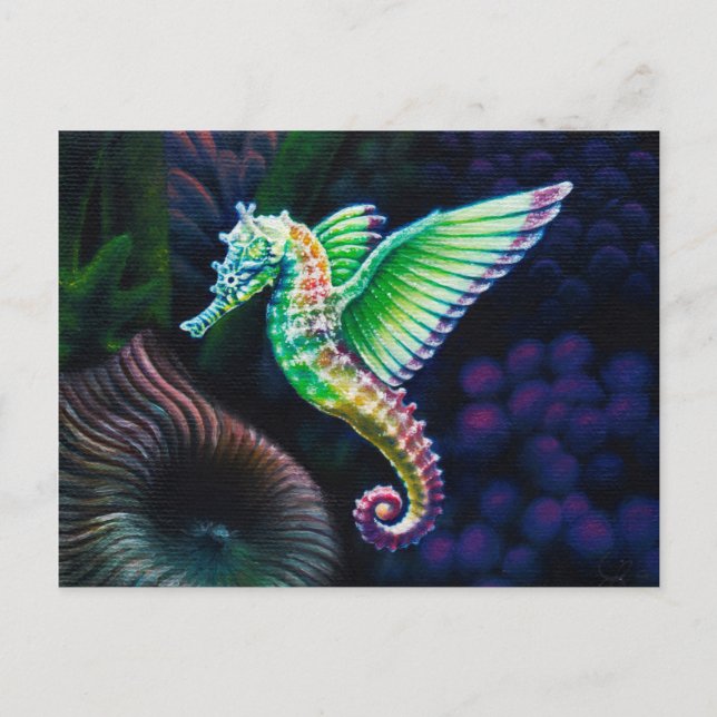Fantasea, Winged Rainbow Seahorse Postcard (Front)
