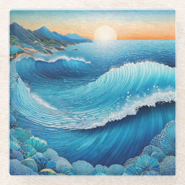 Fantasia Waters Seascape Glass Coaster (Front)
