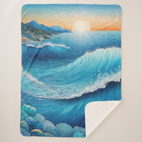 Fantasia Waters Seascape Sherpa Blanket