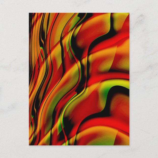 Fantasia With Red Fine Fractal Art Postcard (Front)