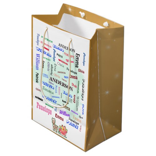 Fantastic 6 Family Name Stunning Word Cloud Medium Gift Bag