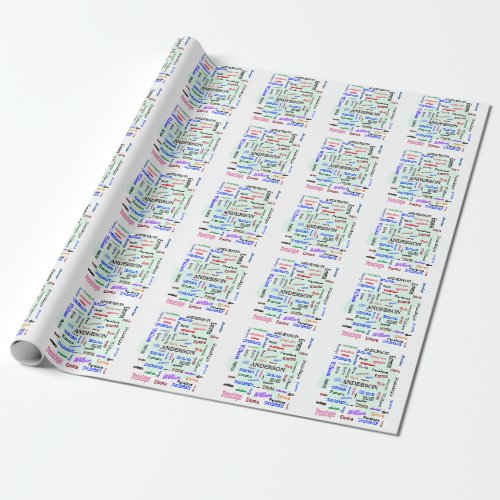 Fantastic 6 Family Name Stunning Word Cloud Wrapping Paper