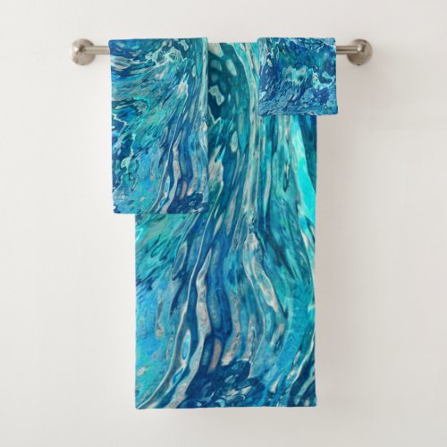 Fantastic abstract wave bath towel set