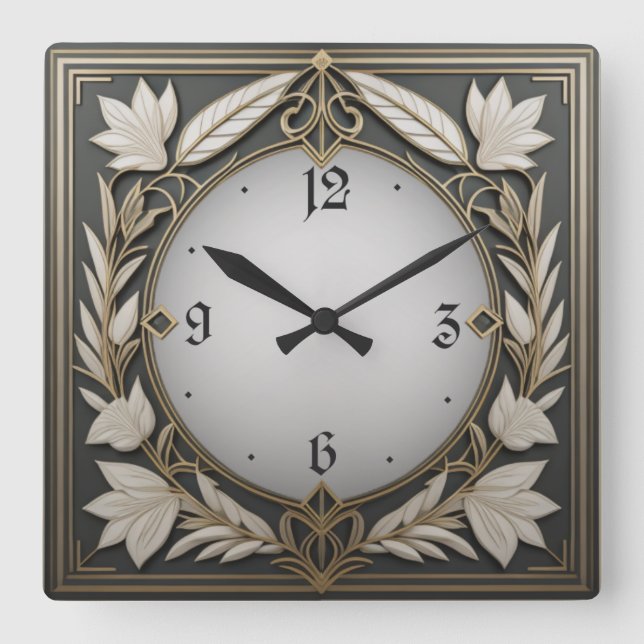 Fantastic Art Deco Square Wall Clock (Front)