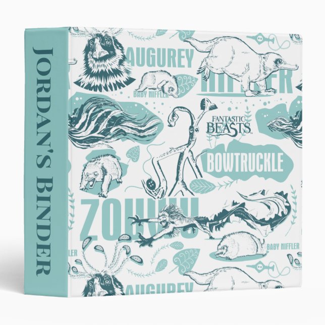 Fantastic Beasts Blue Pattern 3 Ring Binder (Front/Spine)