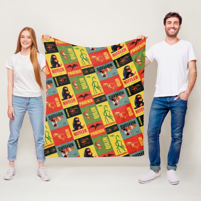 Fantastic Beasts Vintage Pattern Fleece Blanket (In Situ)