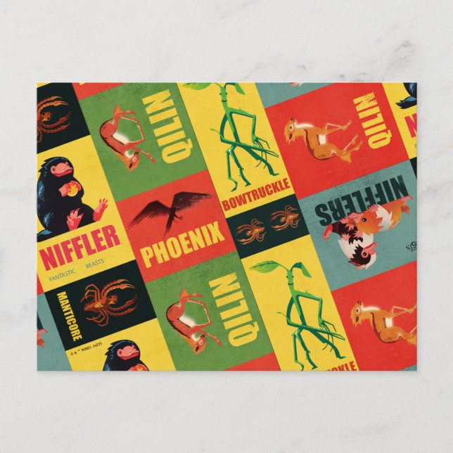 Fantastic Beasts Vintage Pattern Postcard (Front)