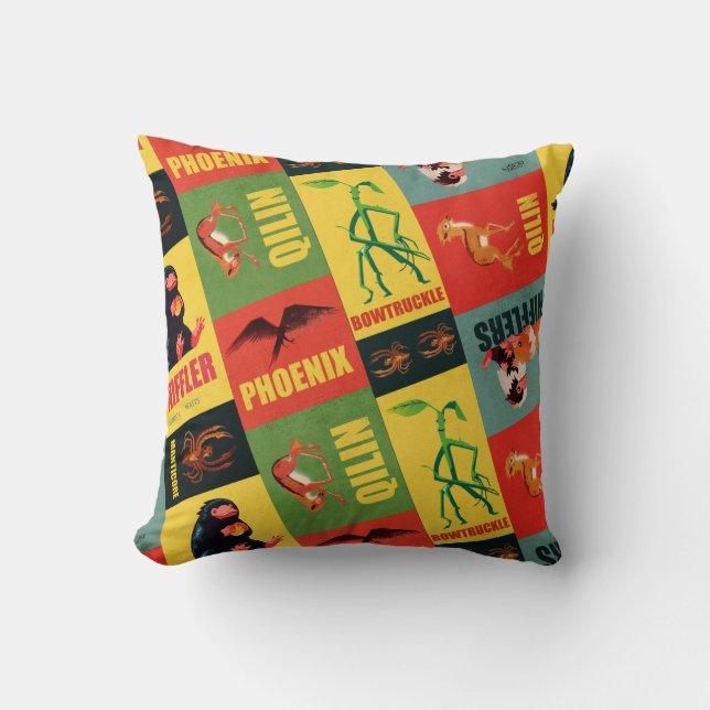 Fantastic Beasts Vintage Pattern Throw Pillow (Front)